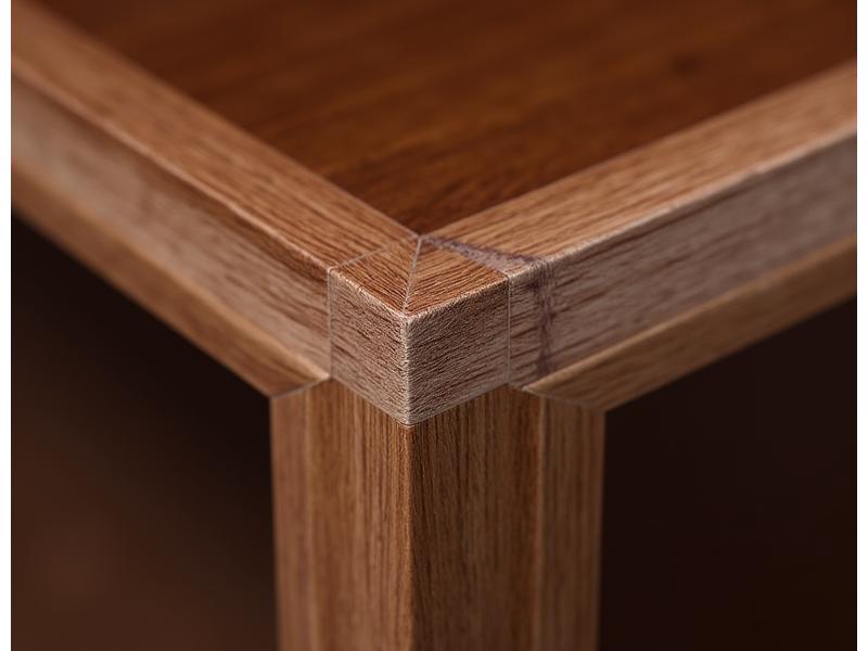 Détail de l'assemblage et du grain du bois de la bibliothèque