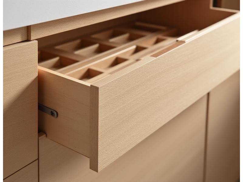 Détail des tiroirs et placards de la cuisine